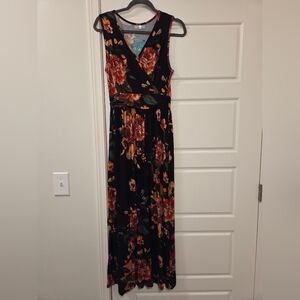 Floral Maxi Dress - Black and Reds/Oranges/Greens NWT